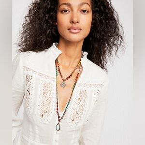 Free People Rainbow Beaded Pendant Necklace